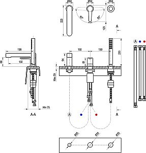 Смеситель для ванны Ravak Puri X070186 черный матовый купить в интернет-магазине сантехники Sanbest