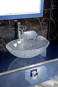 Консоль с раковиной и столешницей Armadi Art LUCIDO 770-080-BL 80 насыщенный синий для ванной в интернет-магазине сантехники Sanbest