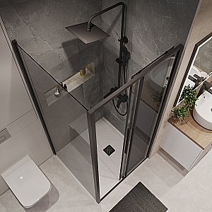 Душевой уголок Niagara Nova NG-85-10TB/NG-TB80-34 100х80 стекло тонированное/профиль черный матовый купить в интернет-магазине Sanbest