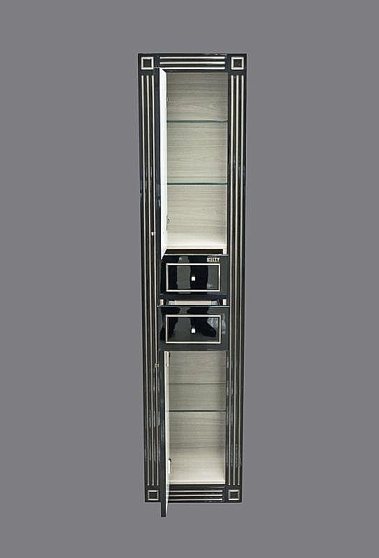 Пенал напольный Misty Venezia 35 черный с серебром для ванной в интернет-магазине сантехники Sanbest