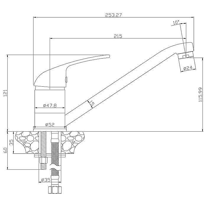 Смеситель для кухни Rossinka Y Y40-21 купить в интернет-магазине сантехники Sanbest