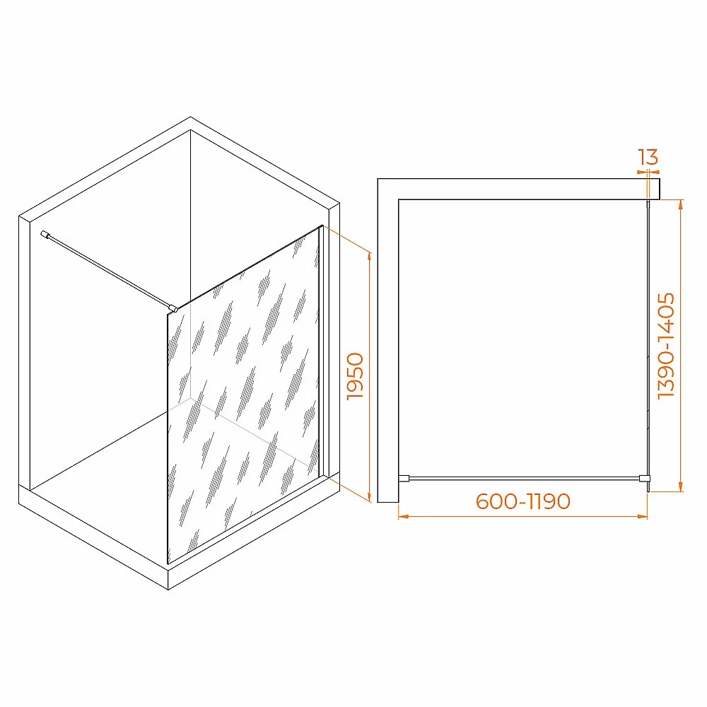 Душевая перегородка RGW Walk In WA-010B 140 351001014-34 стекло тонированное/профиль черный купить в интернет-магазине Sanbest