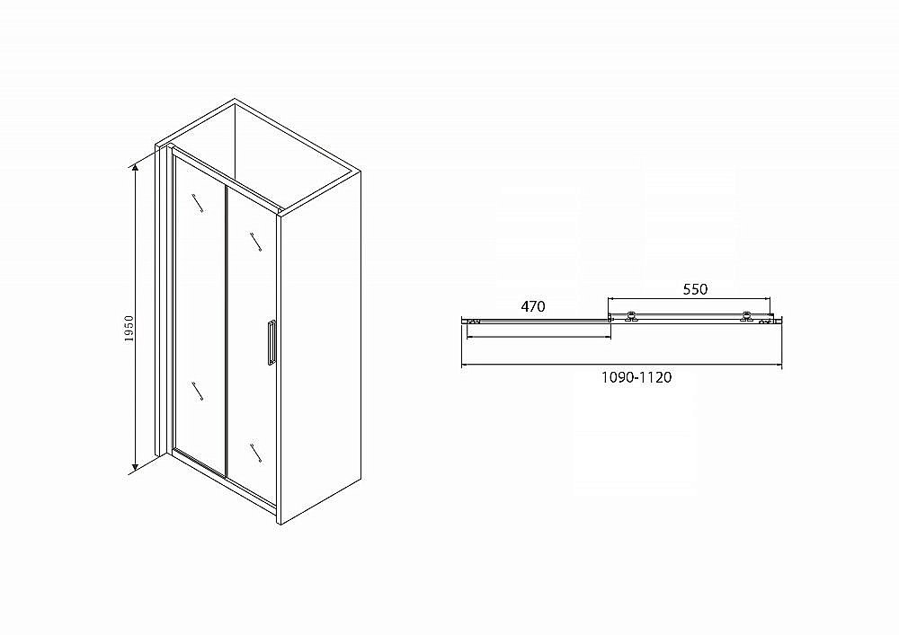 Душевая дверь ABBER Schwarzer Diamant 110 AG30110BH купить в интернет-магазине Sanbest