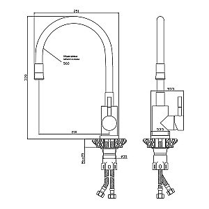 Смеситель для кухни Olive's Balear 13435-3BL купить в интернет-магазине сантехники Sanbest
