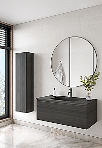Тумба с раковиной Armadi Art QUATRO 1 100  OAK ANTHRACITE/профиль ANTHRACITE/раковина ANTHRACITE для ванной в интернет-магазине Sanbest