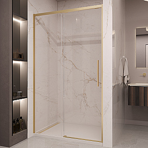 Душевая дверь Vincea Stella 150 VDS-1ST150CLG стекло прозрачное/профиль брашированное золото купить в интернет-магазине Sanbest