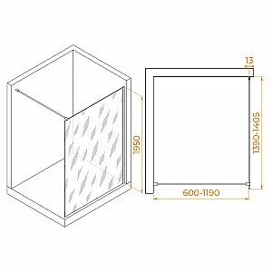 Душевая перегородка RGW Walk In WA-010B 140 351001014-34 стекло тонированное/профиль черный купить в интернет-магазине Sanbest