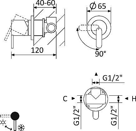 Смеситель для душа Cezares LEAF-DIM-L-ST Сатин купить в интернет-магазине сантехники Sanbest