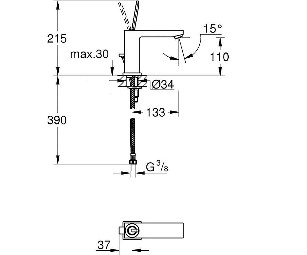 Смеситель для раковины Grohe Eurocube Joy 23658000 купить в интернет-магазине сантехники Sanbest