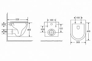Унитаз подвесной ABBER Bequem AC1132TC-AC0105-AC0120MW белый/кнопка белая матовая, с крышкой микролифт, с инсталляцией, безободковый, слив-торнадо купить в интернет-магазине Sanbest