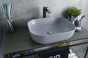 Раковина накладная Gid Geometrico 50 Gm1302 53336 серая матовая купить в интернет-магазине Sanbest