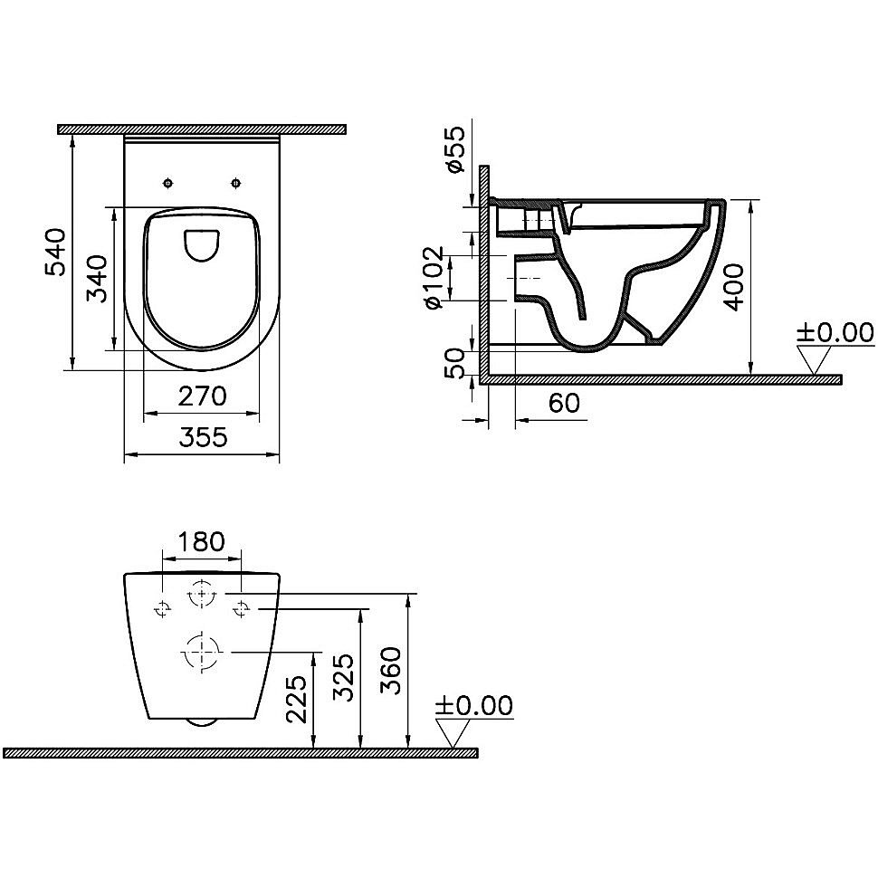Унитаз Vitra Mia Round 9873B003-7201 безободковый с инсталляцией, с крышкой микролифт купить в интернет-магазине Sanbest