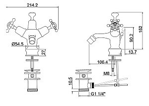 Смеситель для биде Burlington Regent BIR13-QT BLA хром/ручки черные купить в интернет-магазине сантехники Sanbest