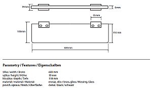 Полка стеклянная Bemeta Nero 135002240 60 купить в интернет-магазине сантехники Sanbest