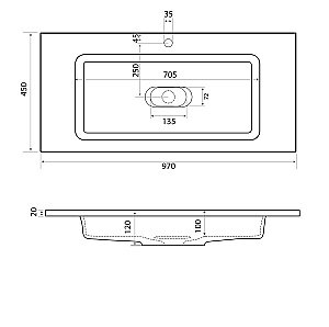 Тумба с раковиной Taliente Olejo 100 белый глянцевый для ванной в интернет-магазине Sanbest