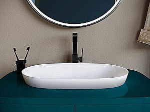 Раковина врезная сверху столешницы Salini MAREA 01 1802201M 64,5 из искусственного камня S-Stone, белая матовая купить в интернет-магазине Sanbest