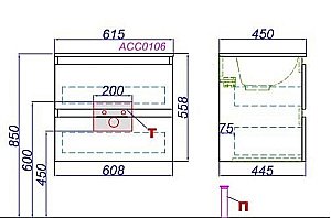 Тумба с раковиной Aqwella Accent 60 белая для ванной в интернет-магазине Sanbest