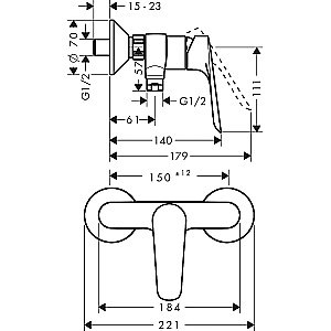 Смеситель для душа Hansgrohe Logis E 71610000 хром купить в интернет-магазине сантехники Sanbest