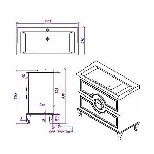 Тумба с раковиной с 2-мя ящиками Caprigo Valletta 100 для ванной в интернет-магазине Sanbest