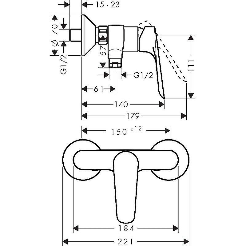Смеситель для душа Hansgrohe Logis E 71610000 хром купить в интернет-магазине сантехники Sanbest