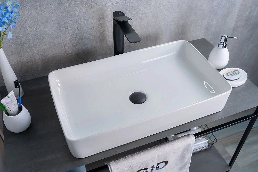 Раковина накладная Gid Geometrico 60 N9396 51140 белая купить в интернет-магазине Sanbest