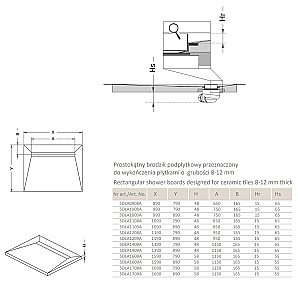 Душевой трап Radaway Rain 650 с поддоном под плитку 890х790 купить в интернет-магазине Sanbest