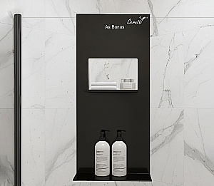 Полка для душевых ограждений Ceruttispa ALLESA 11486 черная матовая купить в интернет-магазине сантехники Sanbest