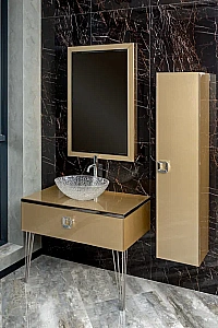 Консоль с раковиной и столешницей Armadi Art LUCIDO 100 светлое золото для ванной в интернет-магазине сантехники Sanbest