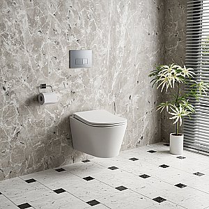 Унитаз подвесной D&K Bamberg DT1556516 белый, безободковый, с крышкой микролифт, слив торнадо купить в интернет-магазине Sanbest