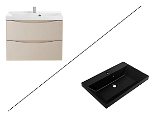 Тумба с раковиной BelBagno 70 MARINO-700-2C-SO-CO-P+BB700/450-LV-ART-AST-NERO Crema Opaco для ванной в интернет-магазине Sanbest