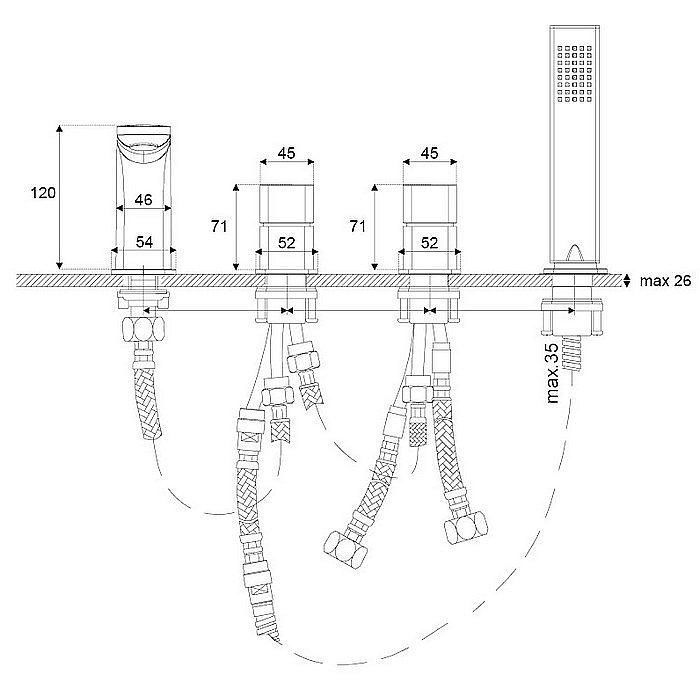 Смеситель для ванны EXCELLENT Keria AREX.2034BL черный матовый купить в интернет-магазине сантехники Sanbest