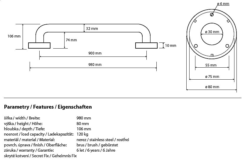 Поручень Bemeta Help program 301100902 купить в интернет-магазине сантехники Sanbest