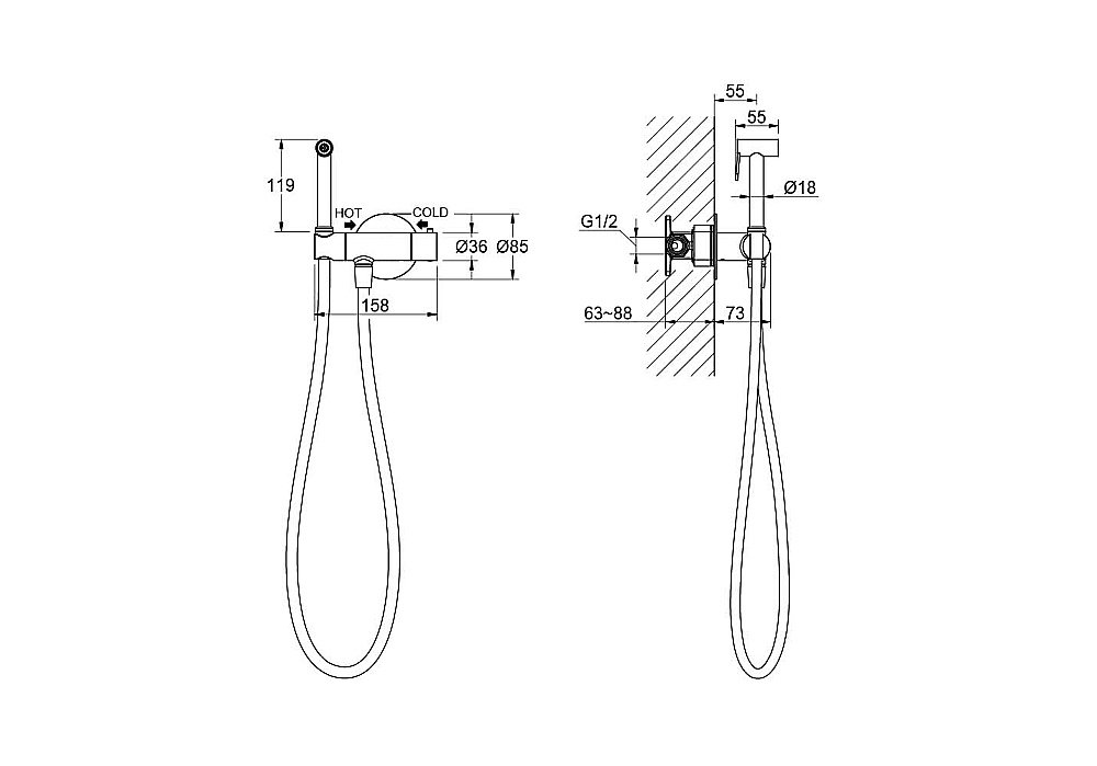 Гигиенический душ Aquatek Оберон AQ1027CR хром купить в интернет-магазине сантехники Sanbest