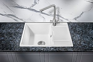 Мойка кухонная Milacio Navarra 65 Cuarzo MC.77062 белая купить в интернет-магазине сантехники Sanbest