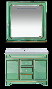 Тумба с раковиной напольная Misty Praga 105 салатовая /патина для ванной в интернет-магазине Sanbest