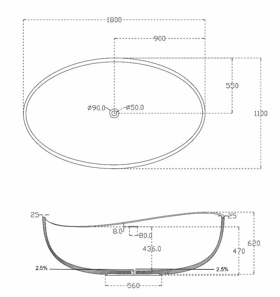 Ванна из искусственного камня ABBER Stein AS9639 180х110 белая матовая купить в интернет-магазине Sanbest