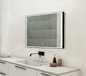 Зеркало с подсветкой ART&MAX AREZZO 120x80 черный в ванную от интернет-магазине сантехники Sanbest