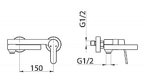Смеситель для ванны BelBagno DELTA DEL-VASM-IN сатин купить в интернет-магазине сантехники Sanbest