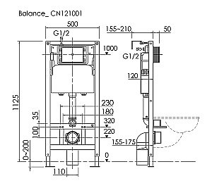 Инсталляция для унитаза Ceramica Nova Balance CN121001MB кнопка черный матовый купить в интернет-магазине сантехники Sanbest