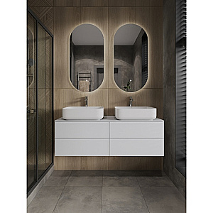 Тумба с раковиной Orange Otto 130 Ot-130TuMDF+B05-500W белая глянцевая для ванной в интернет-магазине Sanbest