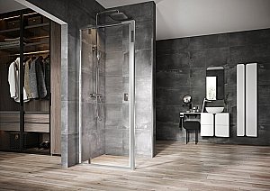 Душевой уголок Ravak Nexty NDOP1+NPSS 80x90 стекло прозрачное/профиль сатин купить в интернет-магазине Sanbest