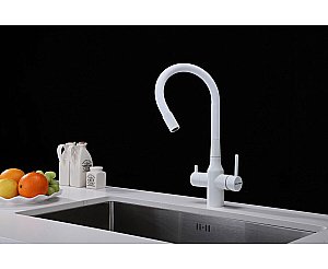 Смеситель для кухни Paulmark Salix Sa213419-WH белый матовый купить в интернет-магазине сантехники Sanbest