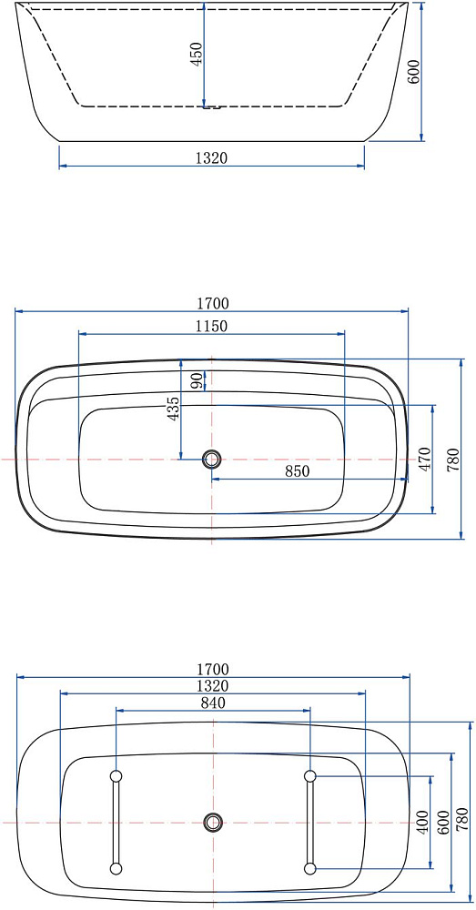 Акриловая ванна Aquanet Family Fine 293080 170x78 Matt Finish купить в интернет-магазине Sanbest