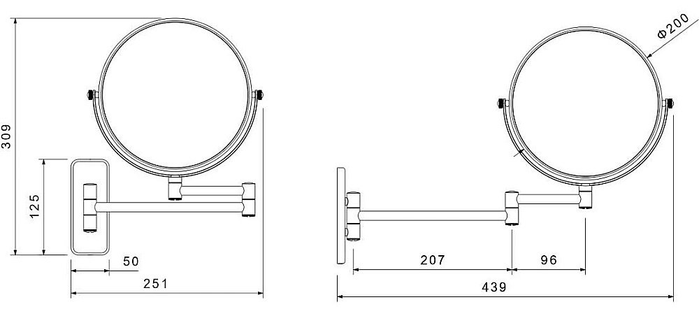 Зеркало косметические Aquatek AQ4911CR хром купить в интернет-магазине сантехники Sanbest