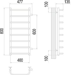 Полотенцесушитель водяной Terminus Стандарт П8 400х800 с боковым подключением 600 купить в интернет-магазине сантехники Sanbest