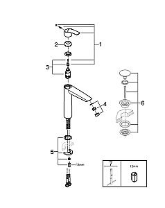 Смеситель для раковины GROHE Eurosmart 23971003 хром купить в интернет-магазине сантехники Sanbest