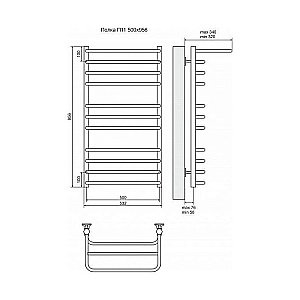 Полотенцесушитель электрический Terminus Полка П11 500x956 левый/правый купить в интернет-магазине сантехники Sanbest