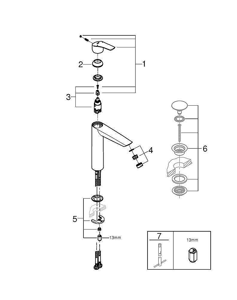 Смеситель для раковины GROHE Eurosmart 23971003 хром купить в интернет-магазине сантехники Sanbest