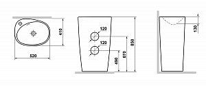 Раковина напольная Laguraty 2100W белая купить в интернет-магазине Sanbest