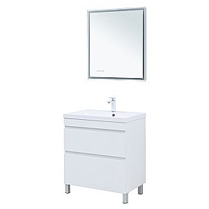 Тумба с раковиной Aquanet Нота New 75 344144+281221 белая глянцевая для ванной в интернет-магазине Sanbest